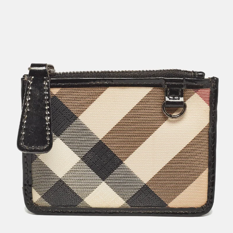 Versatile Burberry Convertible Bags for Multiple StylesBeige/Black Nova Check PVC and Patent Leather Zip Coin Purse