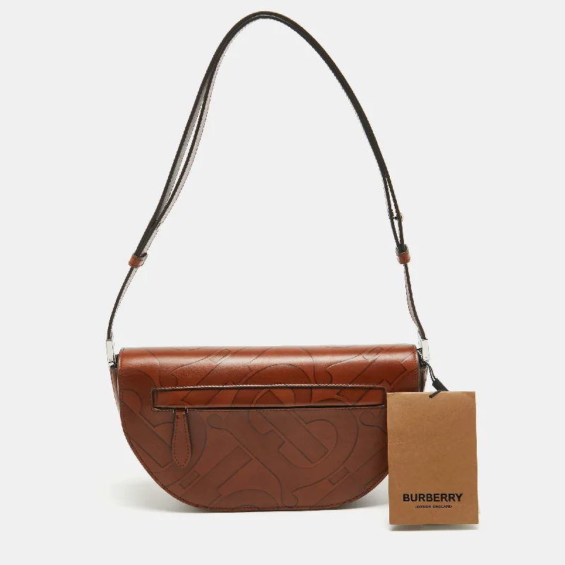 Burberry Bags with Chain Straps for a Chic VibeBrown TB Embossed Leather Small Olympia Shoulder Bag