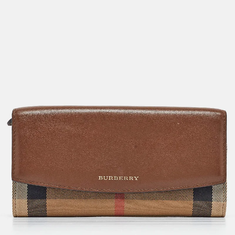 Quilted Burberry Bags for a Luxurious FeelBrown/Beige House Check Canvas and Leather Flap Continental Wallet