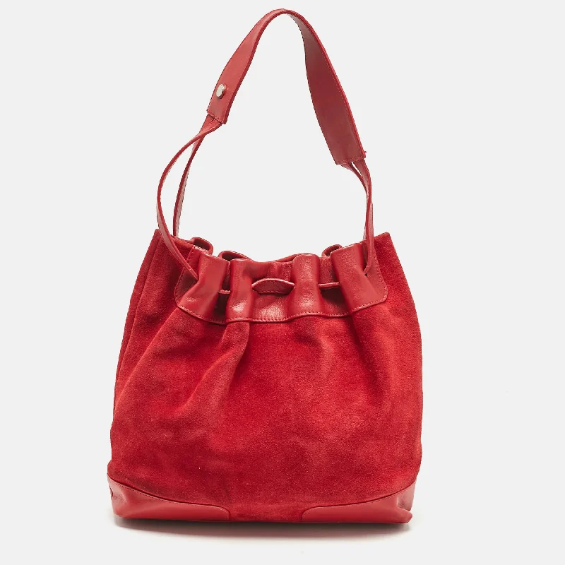 Burberry Bags with Signature Check Pattern in New ShadesRed Suede and Leather Bucket Bag