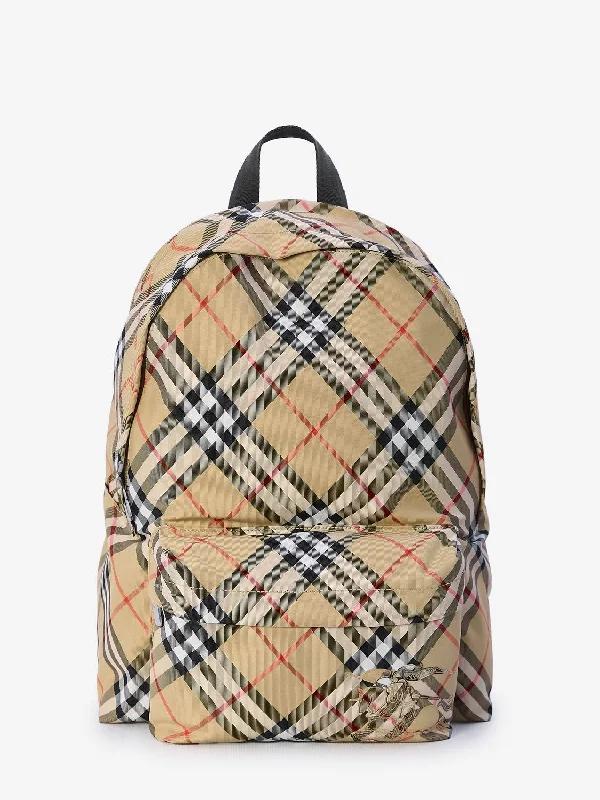 Pet - Friendly Burberry Pet Carrier BagsMen's Check Backpack in Beige | 8091312