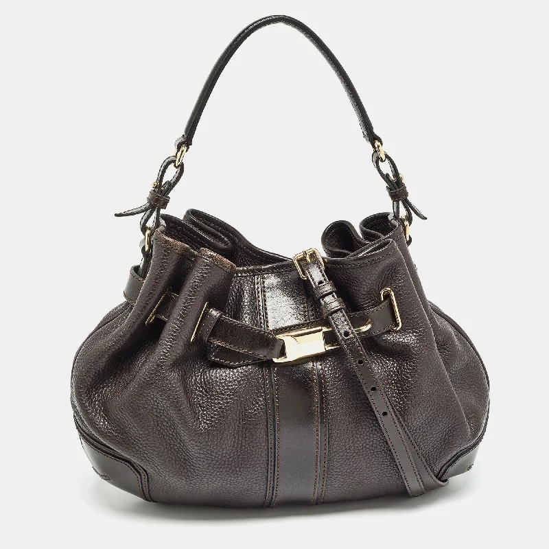 Burberry Bags with Magnetic Closures for Quick AccessDark Brown Leather Willenmore Hobo