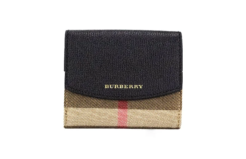 Quilted Burberry Bags for a Luxurious FeelBurberry Luna Black Grained Leather House Check Canvas Coin Pouch Snap Wallet