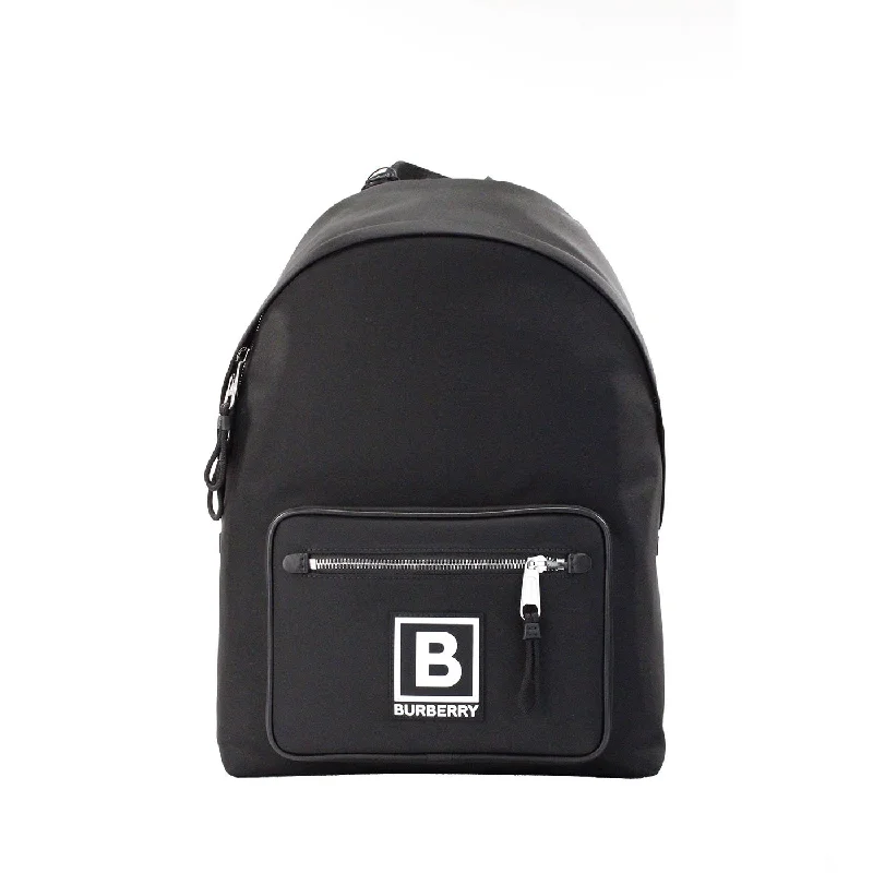 Designer Burberry Bags for Fashion EnthusiastsBurberry Abbeydale Branded Stamp Black Nylon Backpack Shoulder Bookbag