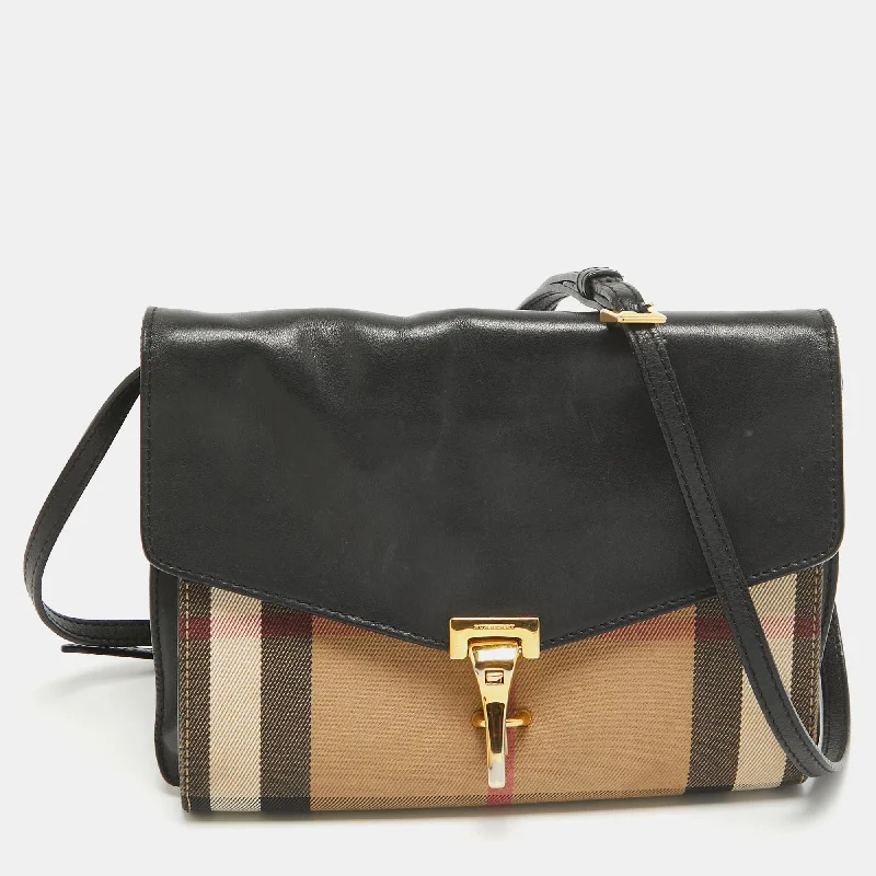 Minimalist Burberry Bags for a Sleek LookBlack/Beige House Check Fabric and Leather Small Macken Crossbody Bag