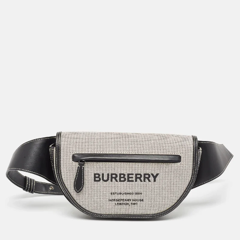 Burberry Bags for Women's Spring 2025 CollectionBlack/White Canvas and Leather Small Olympia Bumbag