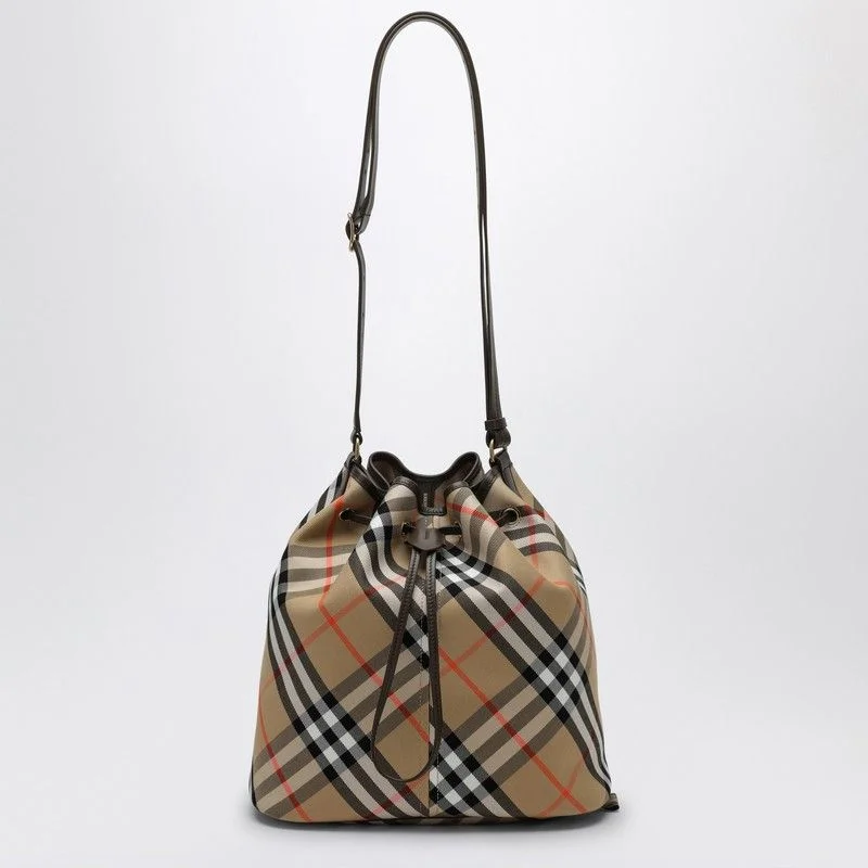 Waterproof Burberry Bags for Outdoor AdventuresWomen's Check Bucket Bag in Beige | 8093869159199