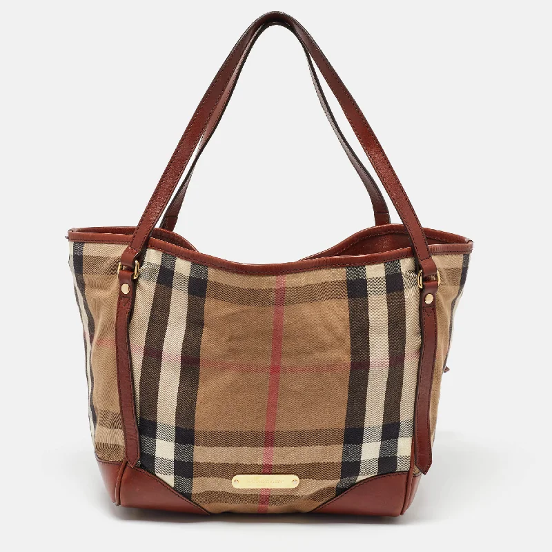 Quilted Burberry Bags for a Luxurious FeelBrown/Beige House Check Canvas and Leather Canterbury Tote