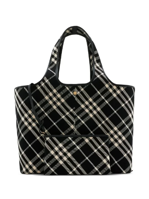 Breathable Burberry Gym Bags for WorkoutsWomen's Medium Check Tote in Blackcalic | 8093978159199