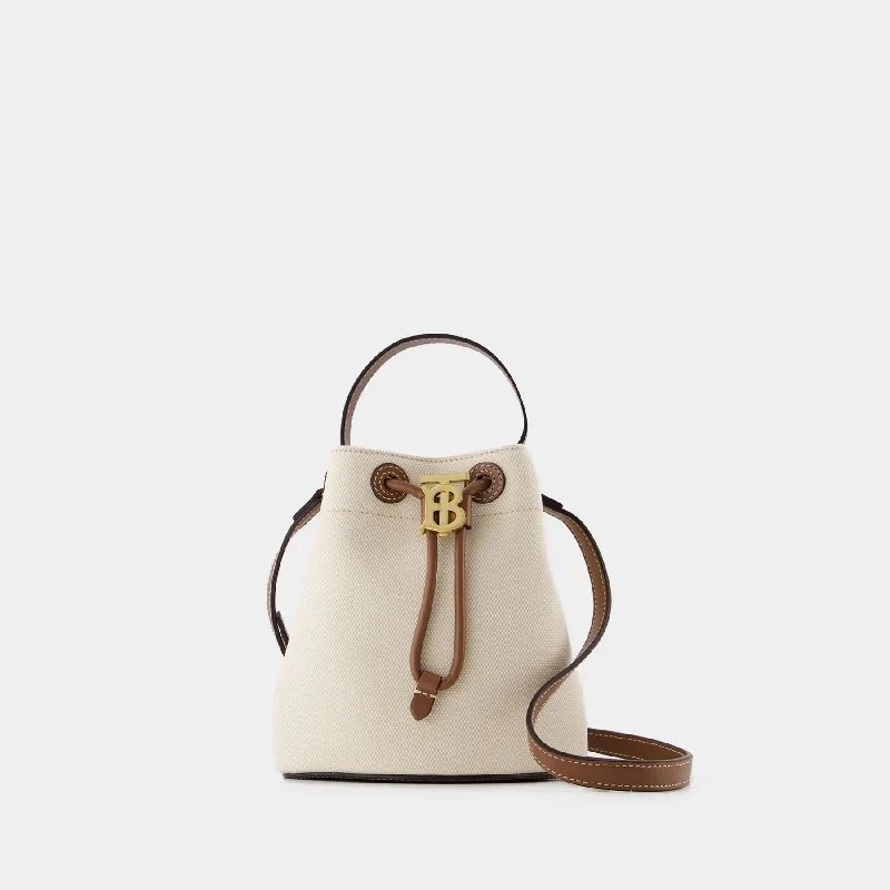 Burberry Bags with Antique - Style HardwareDrawstring Bucket Hobo Bag - Burberry - Cotton - White