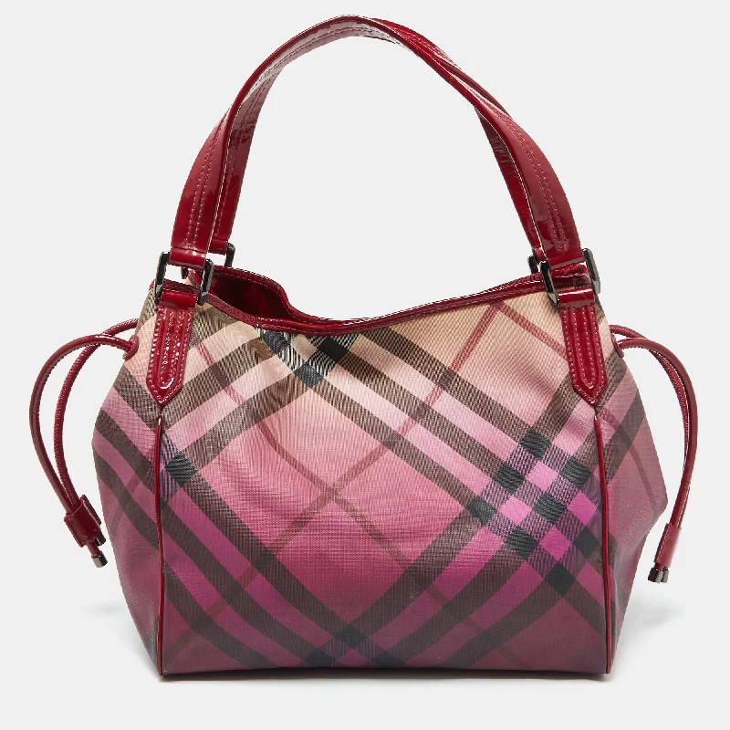 Sustainable and Ethical Burberry Bags for Conscious ConsumersBurgundy Ombre Supernova Check PVC and Patent Leather Bilmore Tote