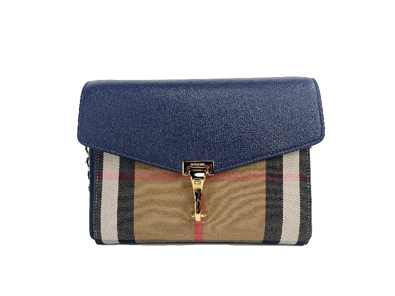 Lightweight Burberry Backpacks for TravelBurberry Macken Small Regency Blue House Check Leather Crossbody Bag