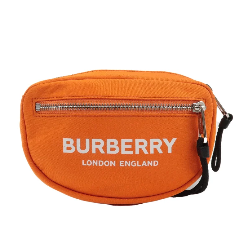 Breathable Burberry Gym Bags for WorkoutsBURBERRY London Nylon Leather Waist Bag Crossbody Bag Orange