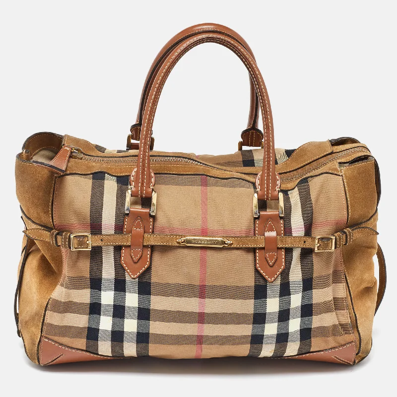 Artistic Print Burberry Bags for Art LoversMulticolor House Check Canvas,Suede and Leather Tote