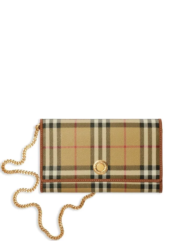 High - Capacity Burberry Duffle Bags for Long TripsWomen's Check Chain Strap Wallet in Arcbeige | 8094420155142