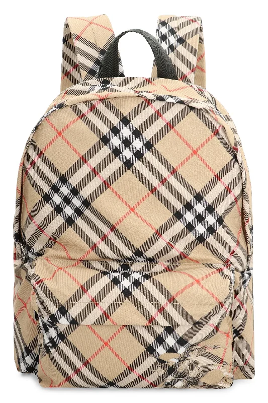 Versatile Burberry Convertible Bags for Multiple StylesMen's Check Nylon Backpack in Beige | 8091312158564 Color A2021