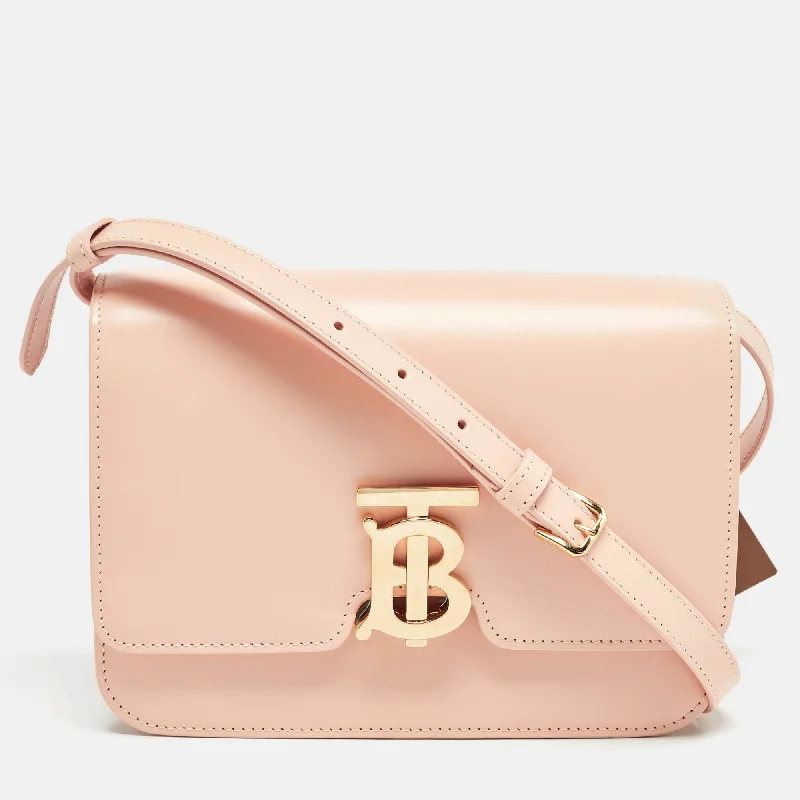 Burberry Bags with Hidden Pockets for Secret StoragePeach Pink Leather Small TB Shoulder Bag