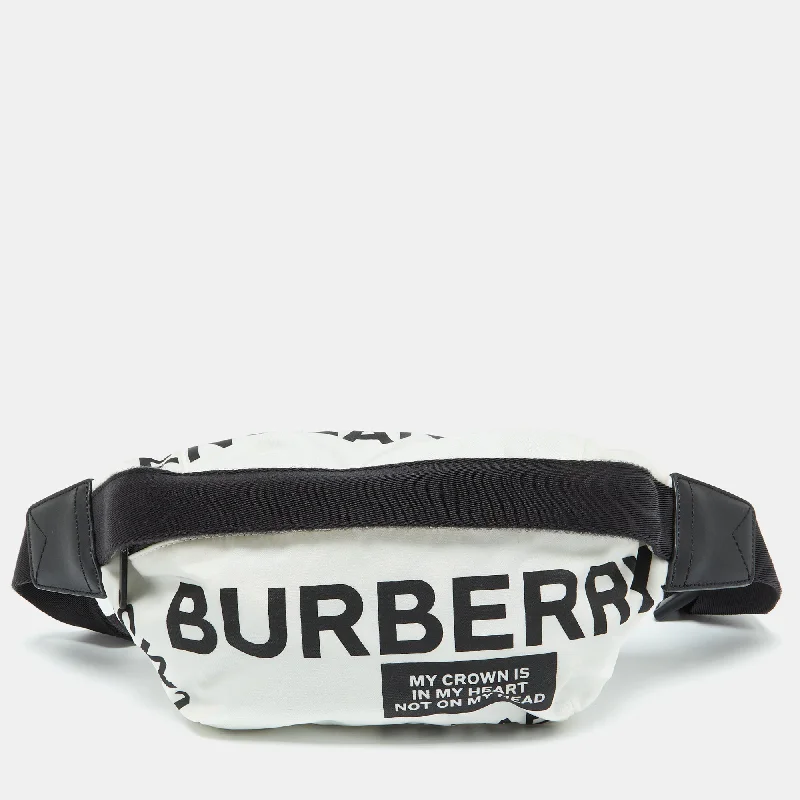 Light - Colored Burberry Bags for Spring and SummerWhite Fabric Sonny Medium Logo Belt Bag