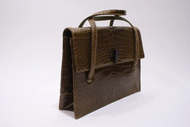 Chanel Medium Tote Bag for Office Ladies1950s LUCILLE DE PARIS Alligator Handbag