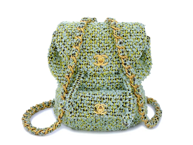 Chanel All - Match Handbag for Versatile StylingChanel Vintage Tweed Duma Backpack Bag 1994 Green W6Q