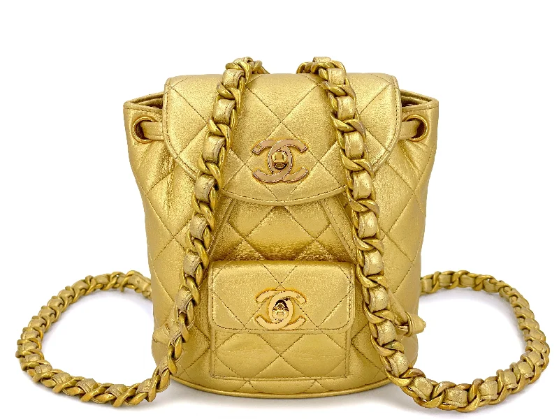 Chanel bags with intricate metal hardwareChanel Mini Duma Backpack Bag Vintage 1994 Small Gold 24k GHW JG0