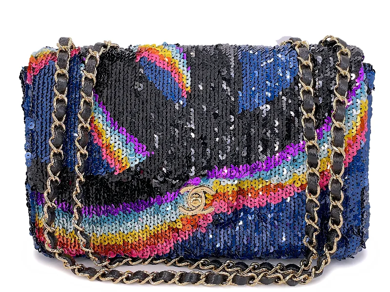 Chanel Black Handbag for Business MeetingsChanel Rainbow Sequin Flap Bag 21K Medium G6I