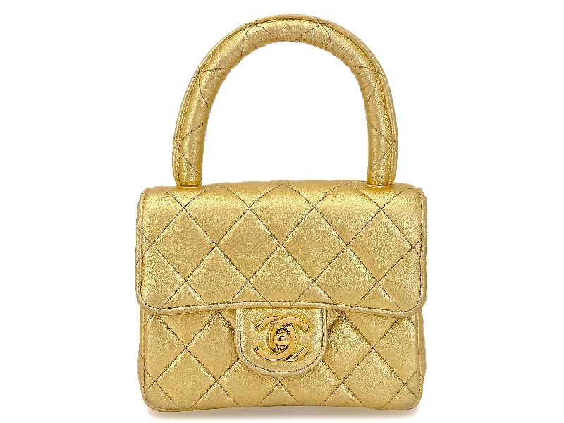 Chanel bags for women who appreciate fine craftsmanshipChanel Gold Mini Kelly Bag Vintage 1994 "Child" Extra Square O3E