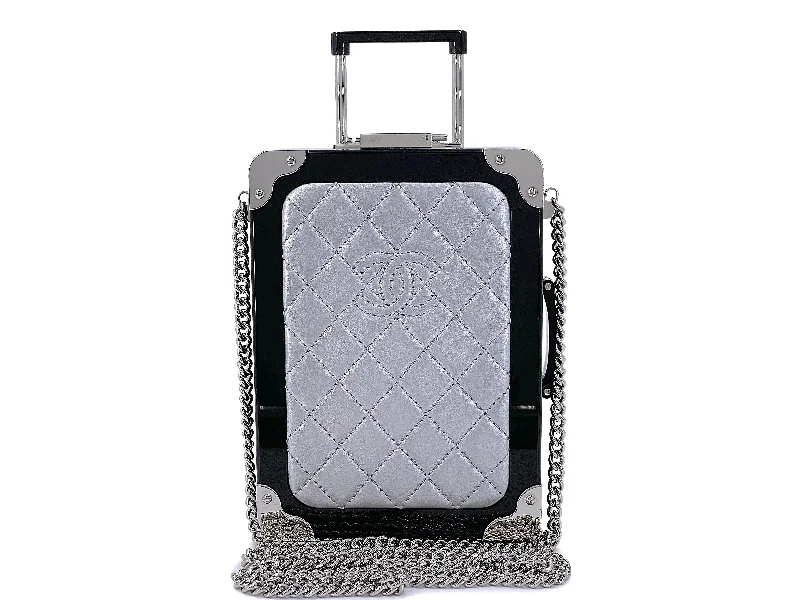 Chanel bags for women with minimalist styleChanel 2016 Airlines Evening In The Air Trolley Minaudière Clutch Bag Gray Silver LEG