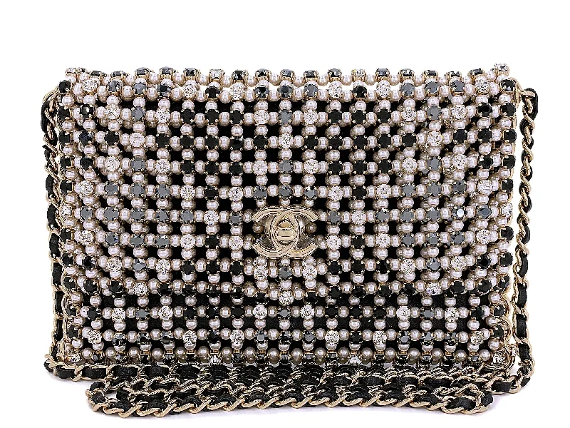 Chanel New Arrival Handbag with Gold HardwareChanel 2021 Evening Gold Pearls Crystal Flap Bag YTR