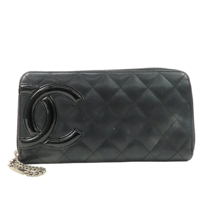 Chanel bags with exclusive seasonal releasesCHANEL Cambon Line Patent Leather Round Zipper Long Wallet A50078