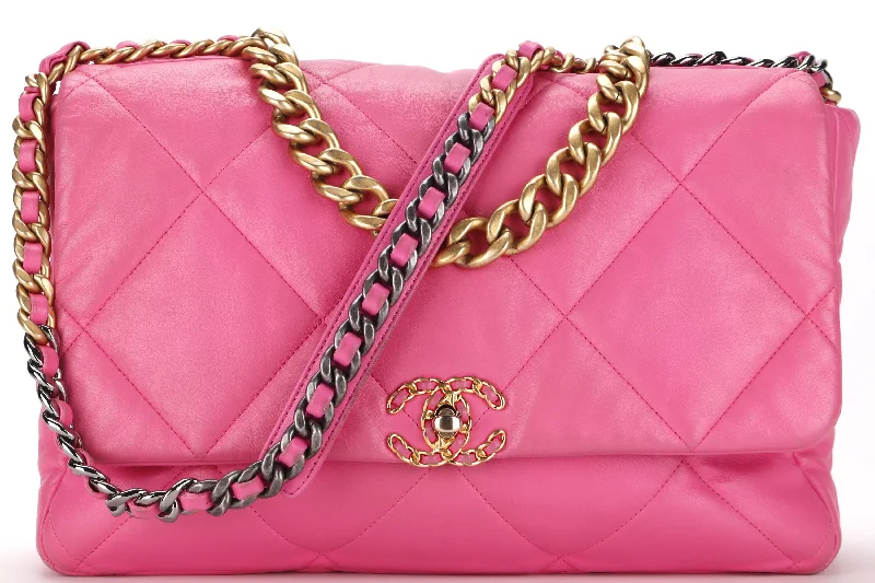 Chanel Colorful Handbag for Spring OutfitsCHANEL 19 (3128xxxx) MAXI PINK LAMBSKIN MIXED HARDWARE, WITH DUST COVER & BOX, NO CARD