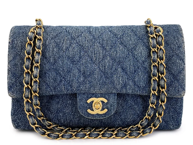 Chanel leather bags for everydChanel 1998 Vintage Blue Denim Medium Classic Double Flap Bag 24k GHW 54A