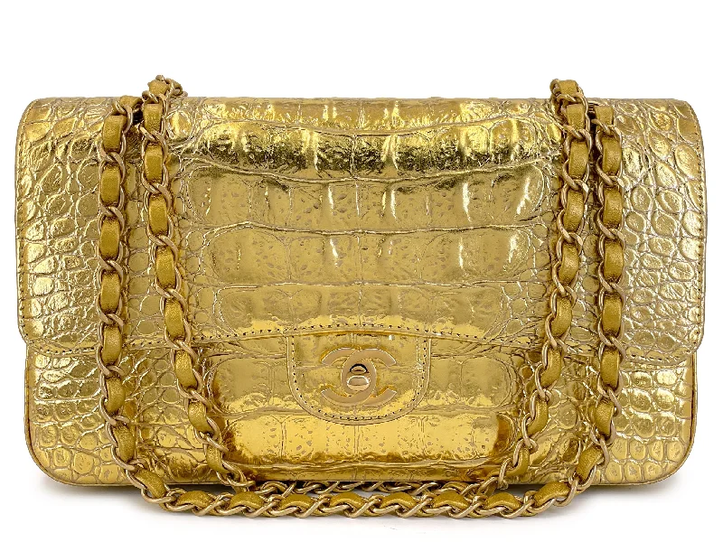 Chanel Small Crossbody Bag for TravelChanel 19A Gold Crocodile Print Egyptian Medium Classic Double Flap Bag GHW Paris-New York LQL