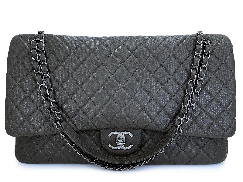 Chanel bags for the minimalist fashionChanel 2019 Large Airlines XXL Flap Bag Maxi Charcoal Gray V67