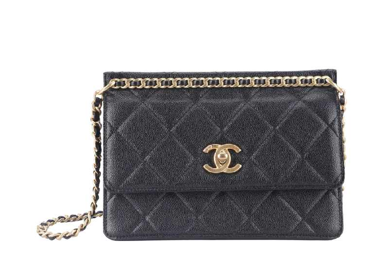 Chanel Colorful Handbag for Spring OutfitsCHANEL 23A CHAIN SHOULDER BAG MICROCHIP (GCNHxxxx) BLACK CAVIAR LEATHER GOLD HARDWARE WITH DUST COVER AND BOX