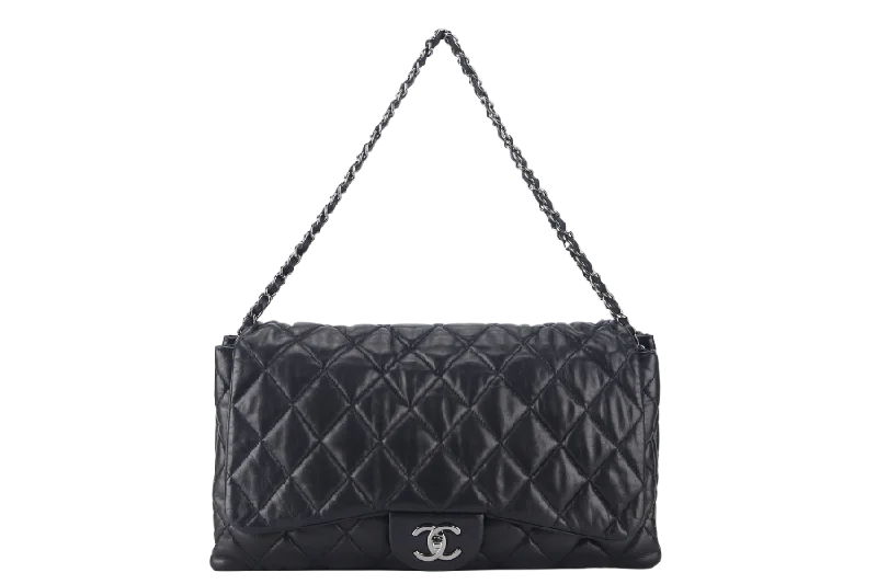 Chanel Black Handbag for Business MeetingsCHANEL 3 ACCORDION FLAP BAG (1390xxxx) BLACK LAMBSKIN GUNMETAL HARDWARE WITH CARD AND DUST COVER