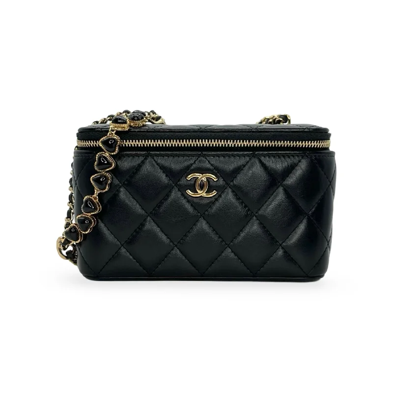 Chanel Black Handbag for Business MeetingsCHANEL: Quilted Lambskin Small Hearts Vanity