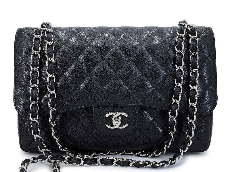 Chanel Colorful Handbag for Spring OutfitsChanel Black Caviar Jumbo Classic Double Flap Bag SHW  GXC