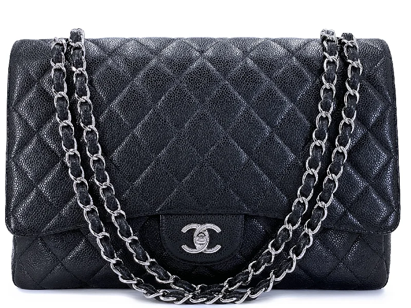 Chanel bags with exclusive seasonal designs and materialsChanel Black Caviar Maxi Flap Bag SHW Single WJF