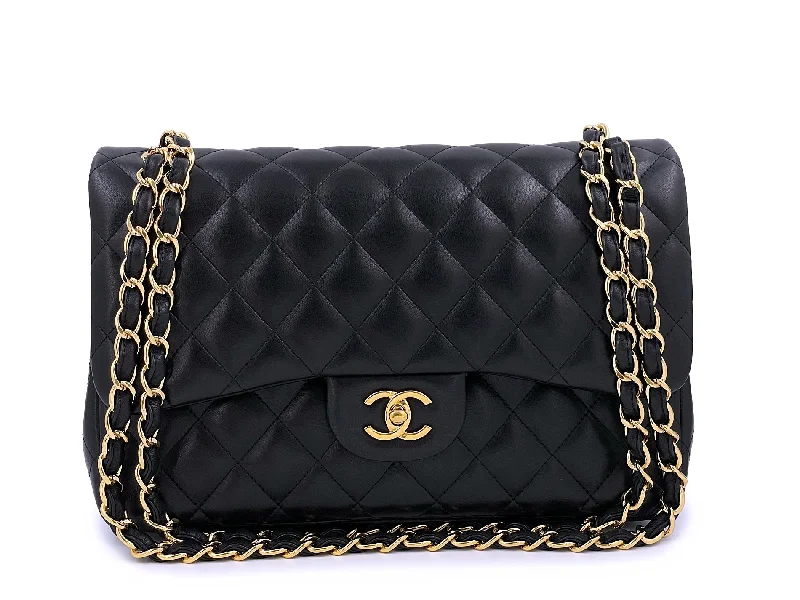 Chanel Chain Strap Handbag for Everyday UseChanel Black Jumbo Classic Double Flap Bag GHW Lambskin PU9