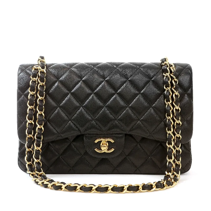 Chanel Lightweight Handbag for Daily ErrandsChanel Black Lambskin Jumbo Classic w/ Gold Hardware