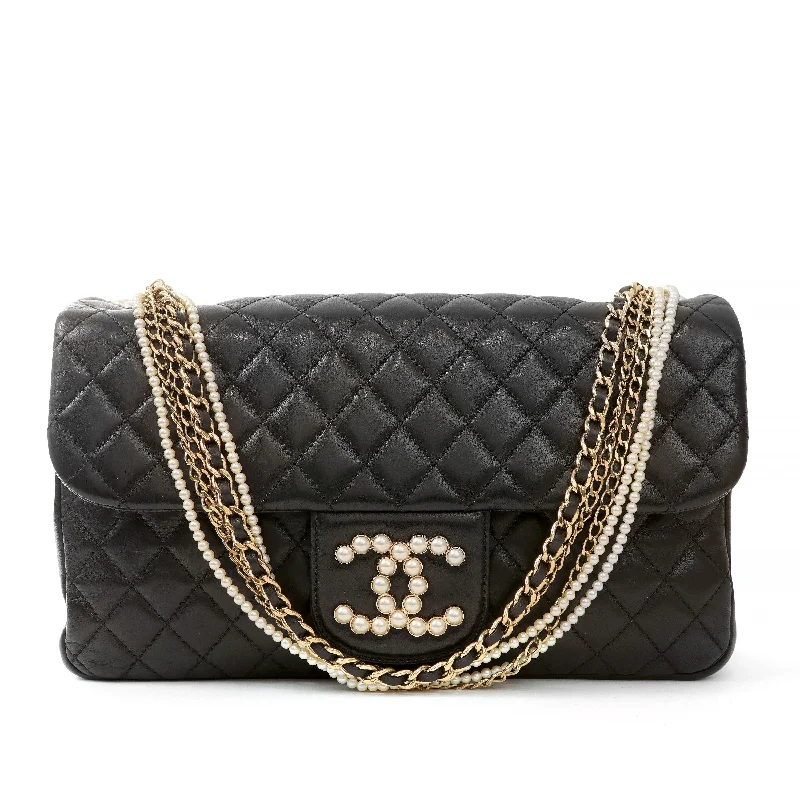 Chanel Luxury Handbag for High - End EventsChanel Black Lambskin Westminster Medium Classic w/ Pearl Chain & CC