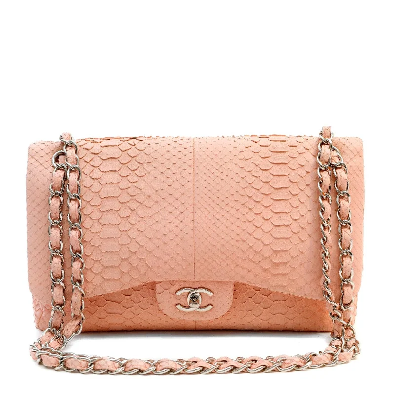 Chanel Lightweight Handbag for Daily ErrandsChanel Bubblegum Pink Python Jumbo Classic w/ Silver Hardware