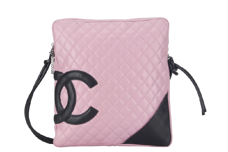 Chanel leather bags for everydCHANEL CAMBON SHOULDER BAG (910xxxx) PINK CALF LEATHER SILVER HARDWARE WITH CARD