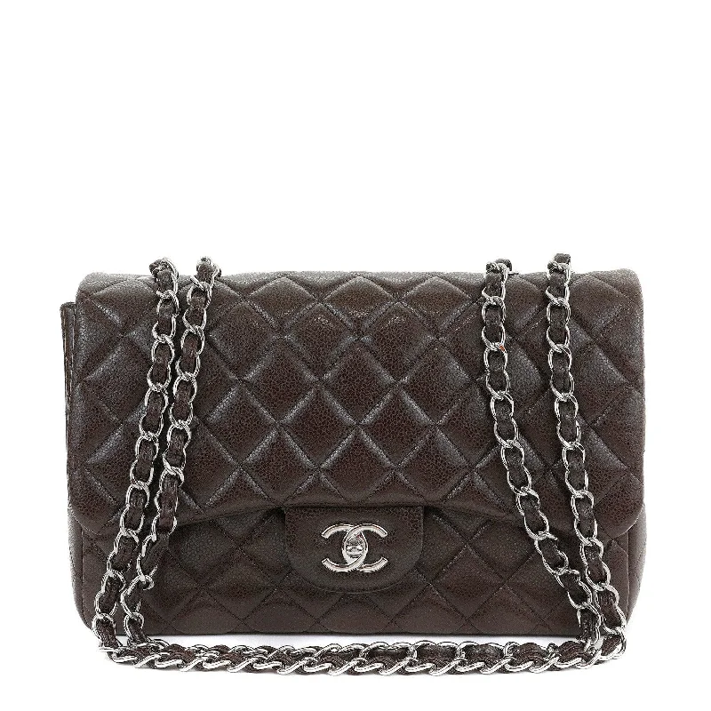 Chanel bags sale 2025Chanel Chocolate Brown Caviar Jumbo Classic w/ Silver Hardware