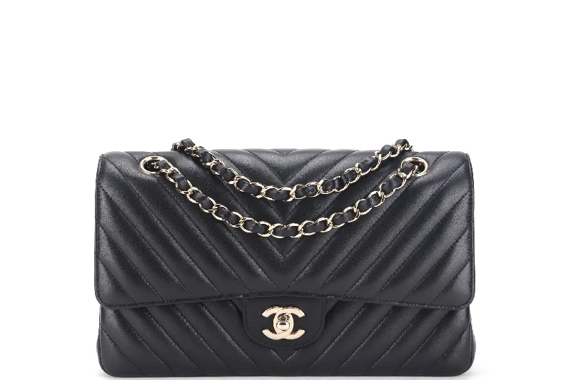 Chanel bags perfect for everyday elegCHANEL CLASSIC DOUBLE FLAP CHEVRON (2467xxxx) MEDIUM BLACK LAMBSKIN WITH GOLD CHAIN, WITH CARD, DUST COVER & BOX