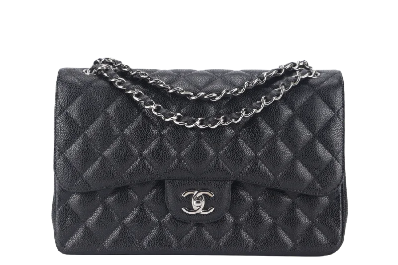 Chanel bags for the minimalist fashionCHANEL CLASSIC FLAP JUMBO (1524xxxx) BLACK CAVIAR SILVER HARDWARE WITH CARD AND DUST COVER