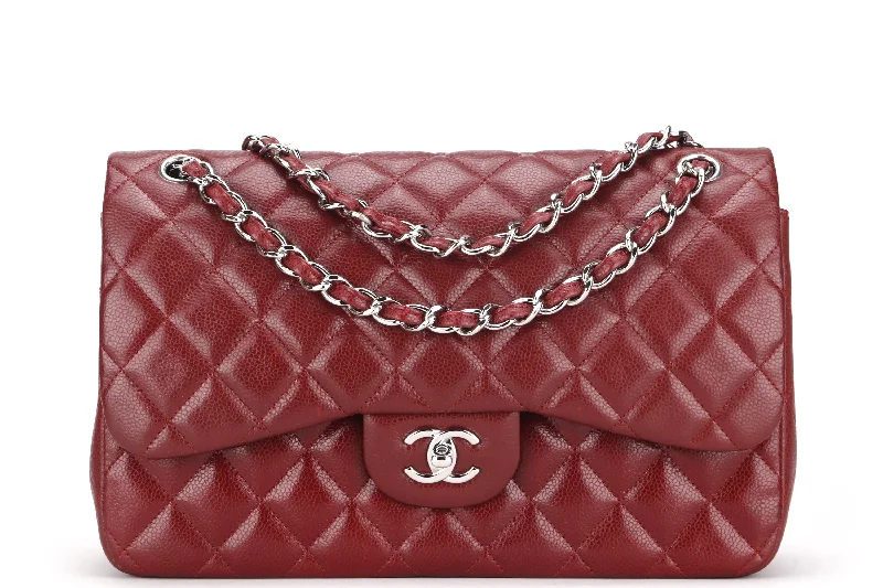 Chanel Black Handbag for Business MeetingsCHANEL CLASSIC FLAP (1533xxxx) JUMBO MAROON CAVIAR SILVER HARDWARE, WITH CARD, DUST COVER & BOX