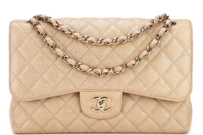 Chanel bags with the perfect balance of luxury and functionalityCHANEL CLASSIC FLAP JUMBO (2797xxxx) SHINY BEIGE CAVIAR LEATHER GOLD HARDWARE, WITH CARD, DUST COVER & BOX