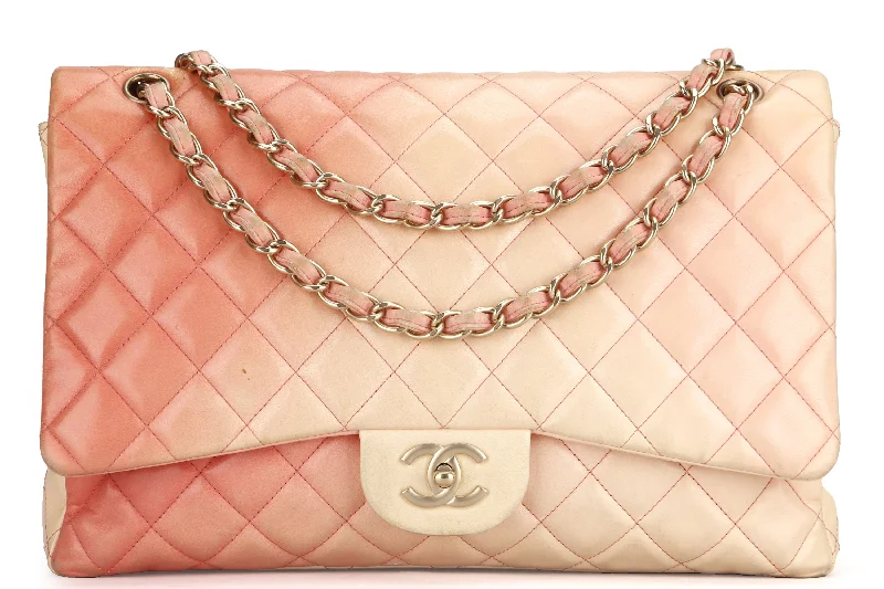 Chanel bags as wedding day accessoriesCHANEL CLASSIC FLAP (1376xxxx) MAXI PINK OMBRE, LAMBSKIN, GOLD HARDWARE, NO CARD & DUST COVER